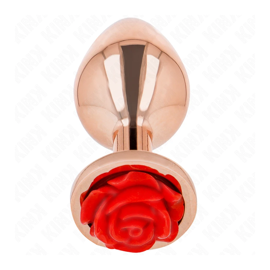 KINK - PLUG ANALE IN ORO ROSA CON ROSA ROSSA M